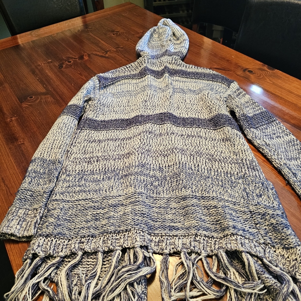 American Eagle Outfitters Boho fringe cardigan. Denim blues. Size medium - Picture 5 of 5